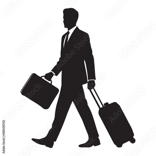 Silhouette of Businessman Walking with Briefcase
