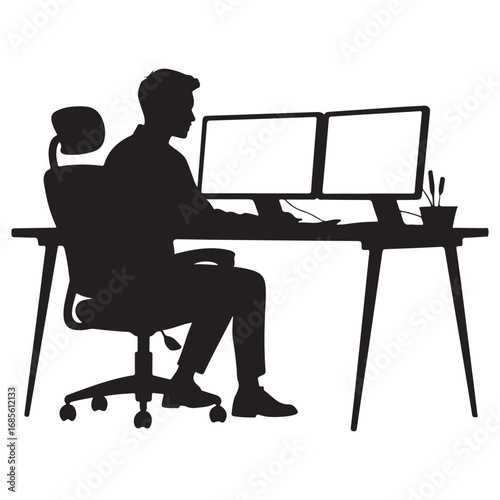 Silhouette of Businessman Walking with Briefcase