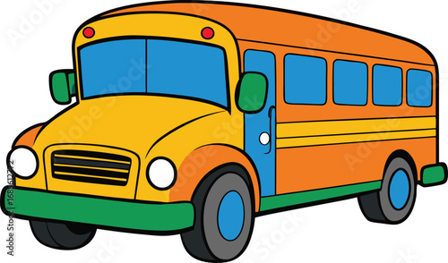 School bus clip art and vector design with a white background 