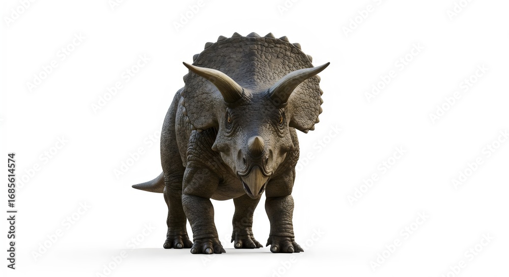 Fototapeta premium Close-Up of Triceratops Horns and Crest Isolated on White Background