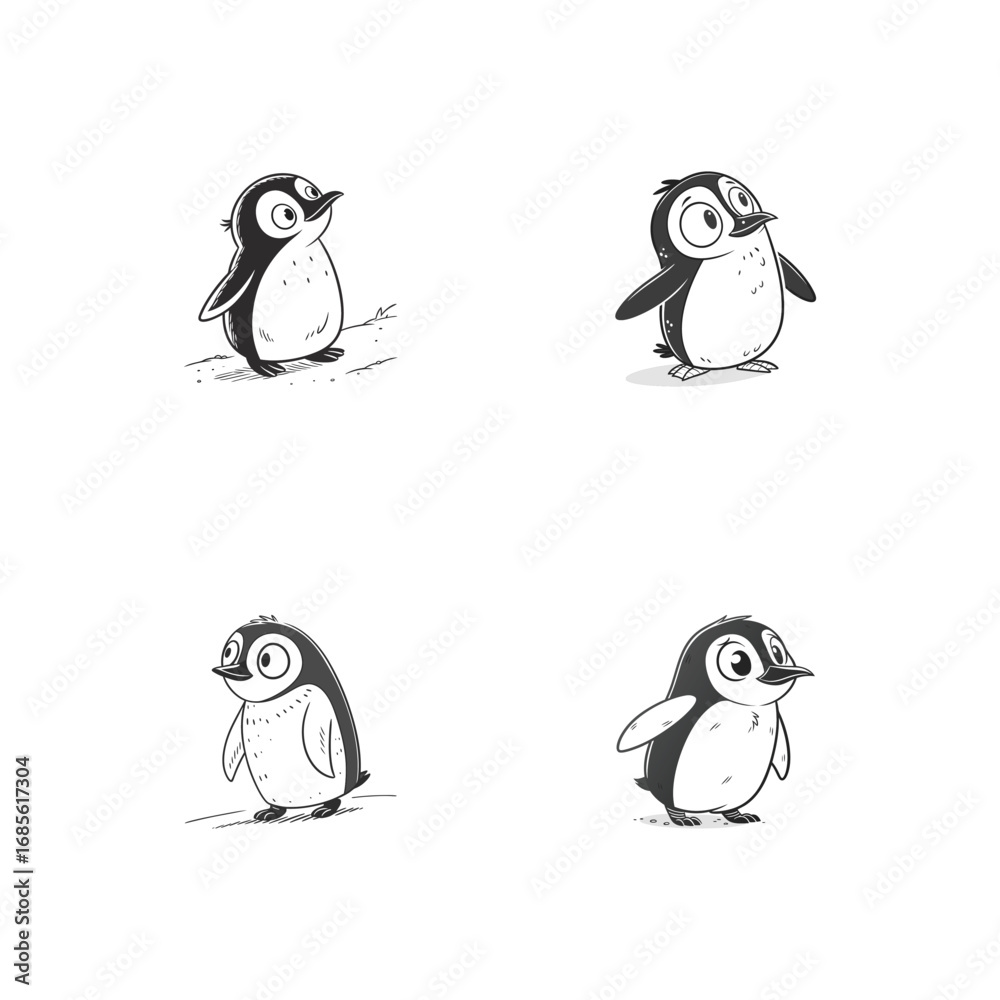 Naklejka premium Cute Cartoon Penguin 