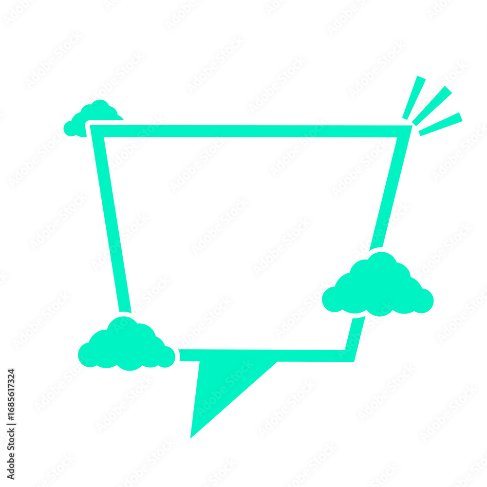 Fototapeta premium green speech box frame and cute cloud