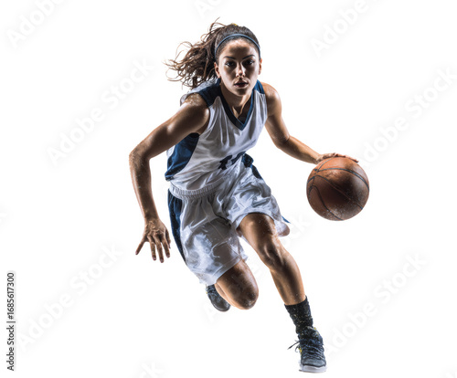 Female basketball player dribbling the ball