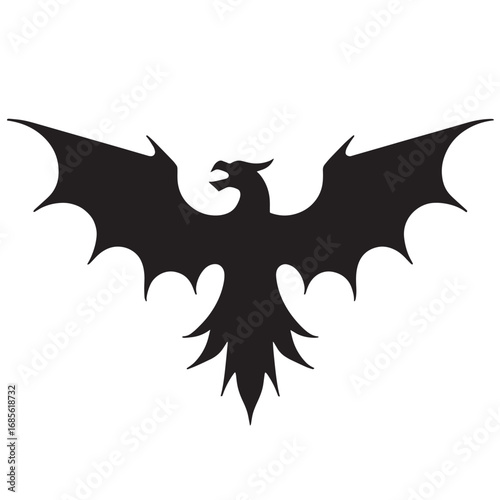 Phoenix Bird Icon Black and white illustration