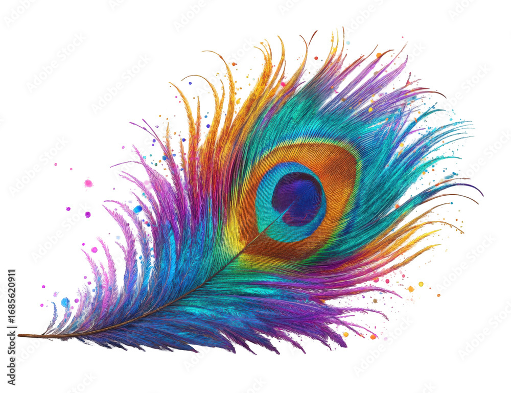 Obraz premium Vibrant peacock feather graphic
