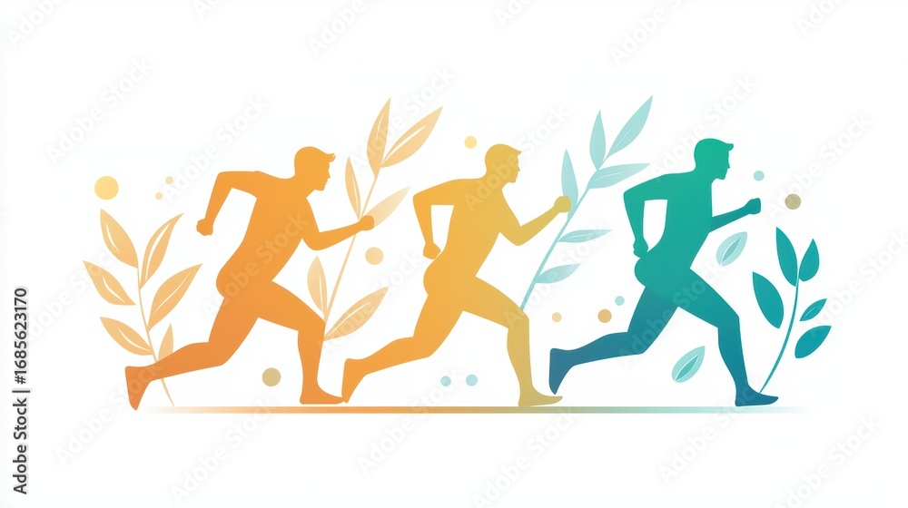 Obraz premium Race Runners sprinting towards the finish line, showcasing determination and speed during a marathon.