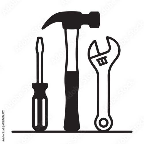 Hammer and screwdriver icon set
