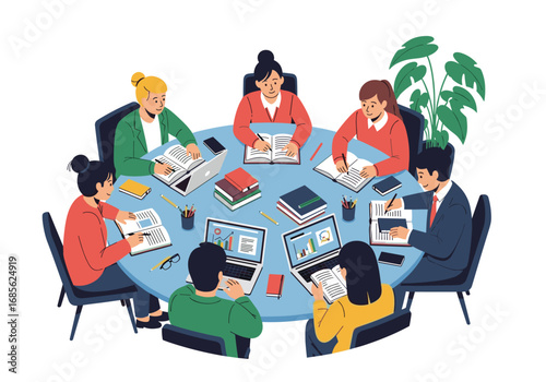 Team members collaborating effectively in a business meeting discussion