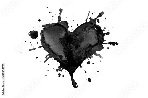 Dark heart shape with ink splatter