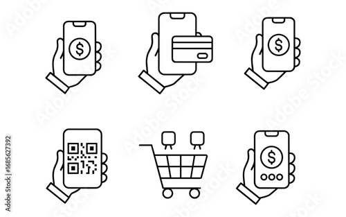 Mobile Payment Icons On White Background illustration untitled