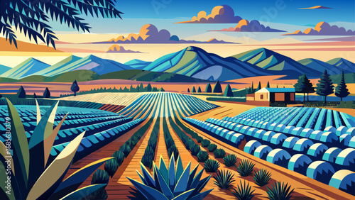Tequila Landscape, Mexico stretches with endless rows of blue agave, traditional distilleries, and volcanic soils, embodying the cultural and economic heart of Mexico’s renowned spirit.