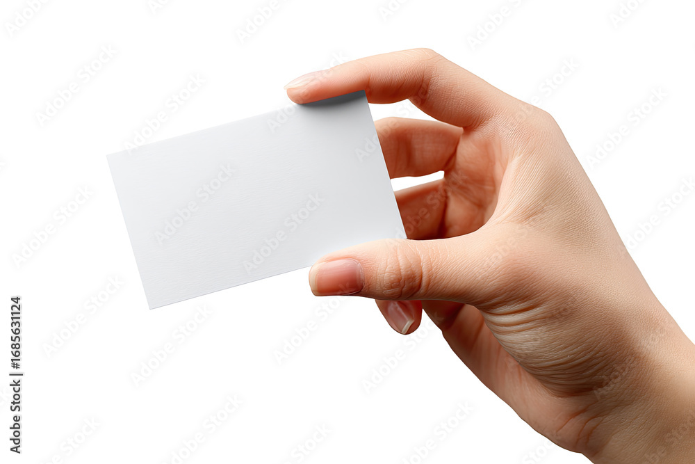 Obraz premium A hand holds a blank white business card (7)