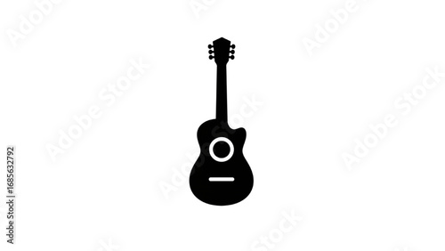 Solid Black Guitar Silhouette Icon – Minimalist Music Instrument Logo, Simple Graphic Design
