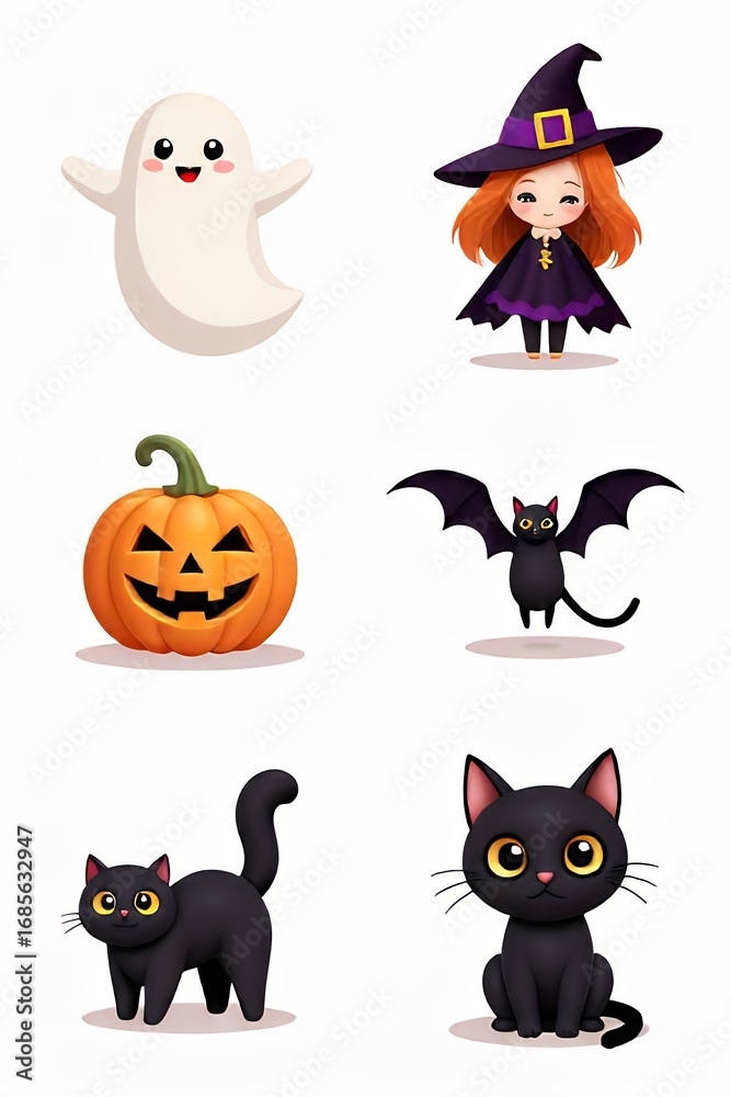Obraz premium Cute Halloween Characters Set