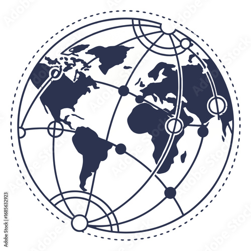 Global network connecting the world, showing international communication and partnerships, vector illustration