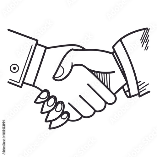Illustrative handshake symbolizing partnership, agreement, and business collaboration success