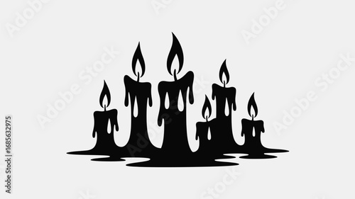 Mysterious melting candles casting eerie shadows, perfect for Halloween or dark ambiance