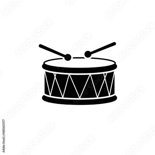 Black Drum Silhouette Icon – Flat Minimalist Musical Percussion Symbol for Logo and Design

