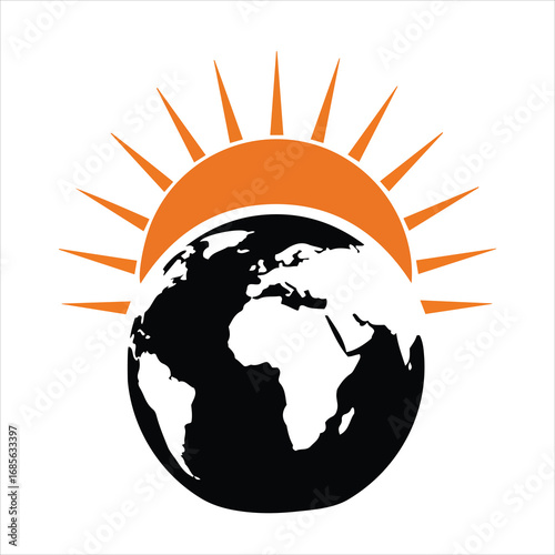 Sunrise over planet earth globe symbolizing global growth and new beginnings