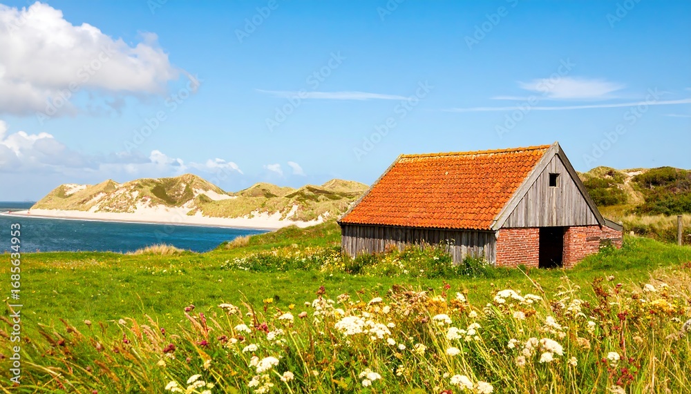 Fototapeta premium Coastal barn and dunes