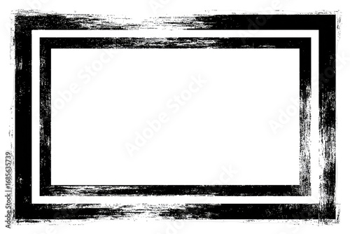 Empty black and white frame with distressed edges