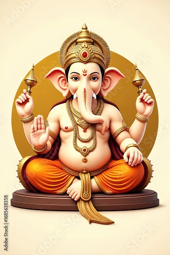 Majestic 3D Render of Lord Ganesha
