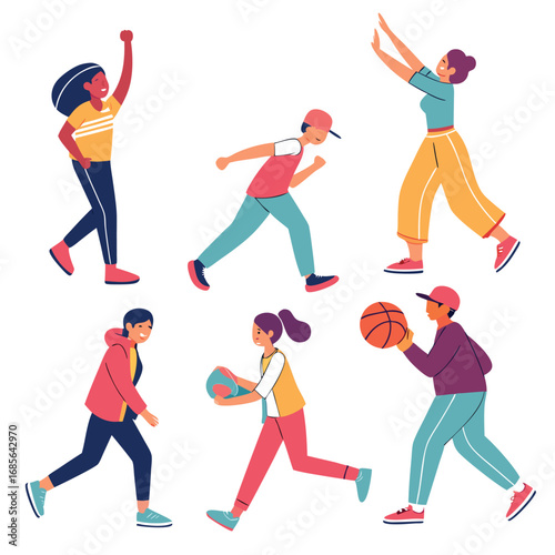 Diverse group of people engaged in various sports and activities