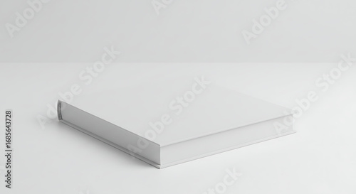 Wallpaper Mural A closed plain white hardcover book with a blank cover and grey spine lying flat in a minimalist setting. Torontodigital.ca