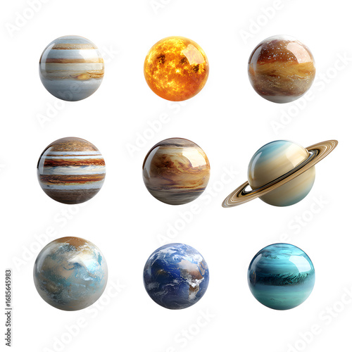 Planets of the Solar System, isolated on transparent background