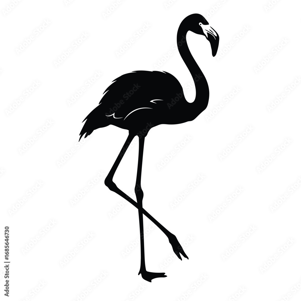 Obraz premium Flamingo silhouette illustration standing on one leg on a white background. EPS 10.