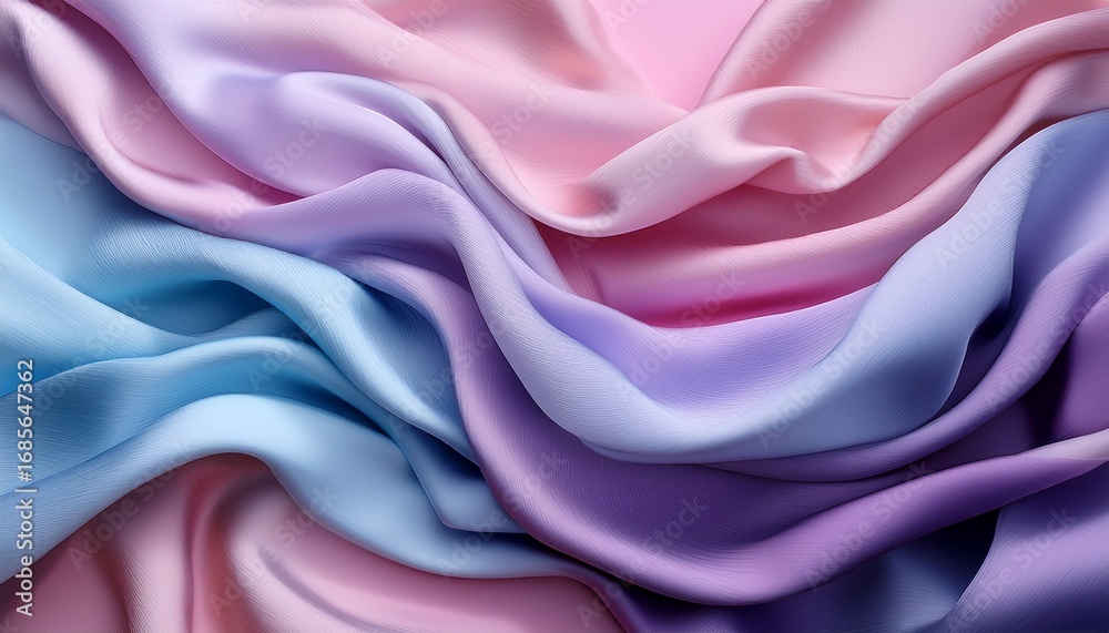 Obraz premium flowing pastel fabric a textured abstract background in pink purple and blue