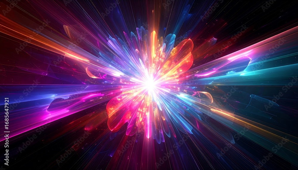 Fototapeta premium Explosion of vibrant light rays