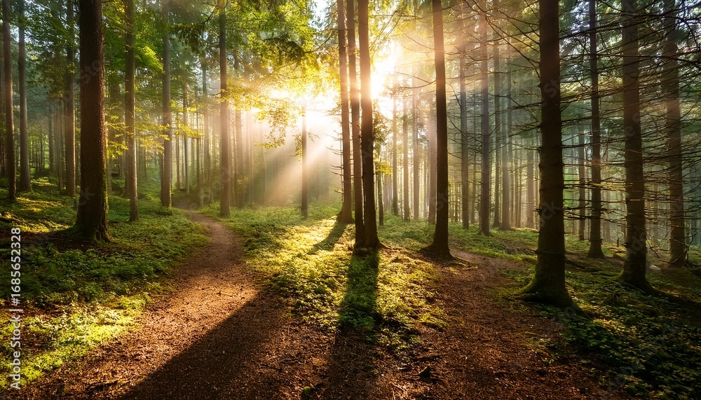 Fototapeta premium forest light shining through trees