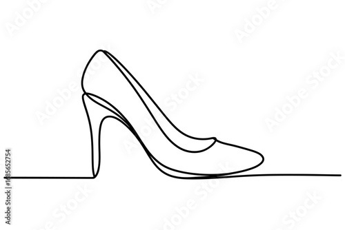 Minimalist line drawing of a high heel shoe