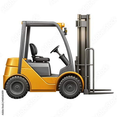 Yellow Forklift Truck Illustration on Transparent Background