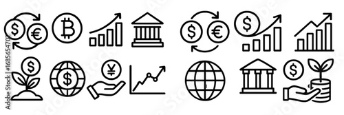 Financial symbols illustrating investment trends and currency exchange in a modern economic context