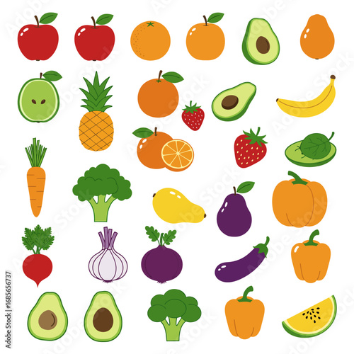 Vibrant Collection of Fruits and Vegetables A Colorful and Healthy Assortment for Culinary Creativity