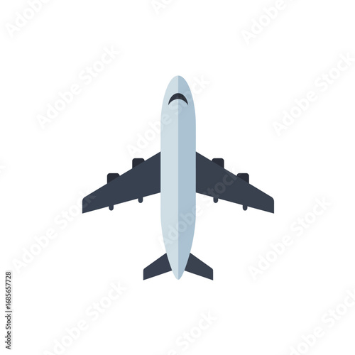 Overhead View of Airplane A Vector Illustration on White Background