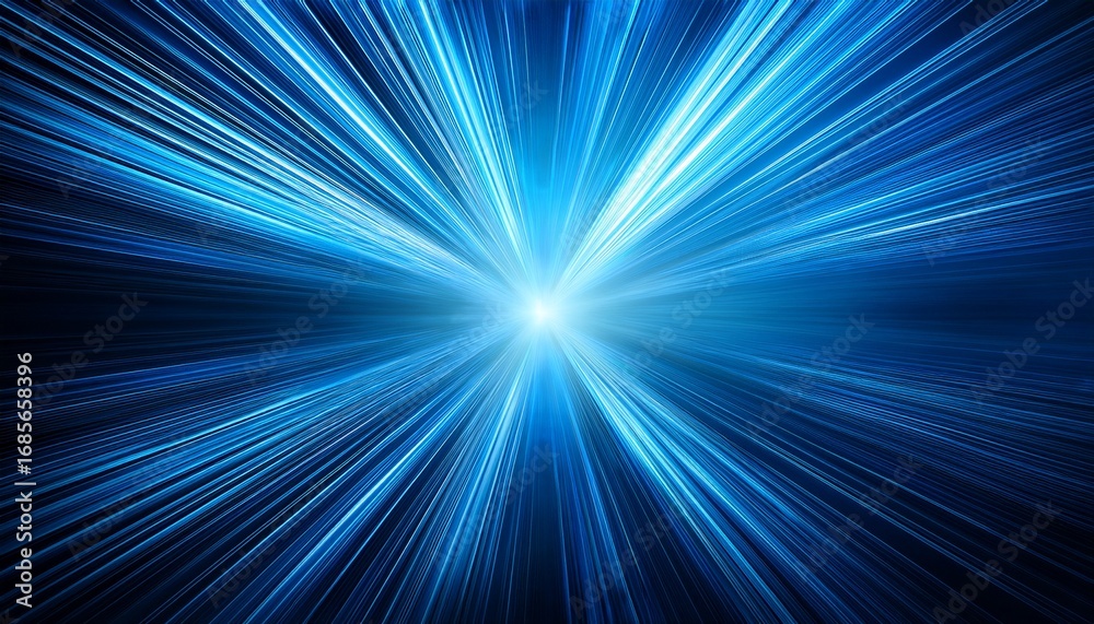 Fototapeta premium abstract blue background with radiant beams of light emanating from a central point