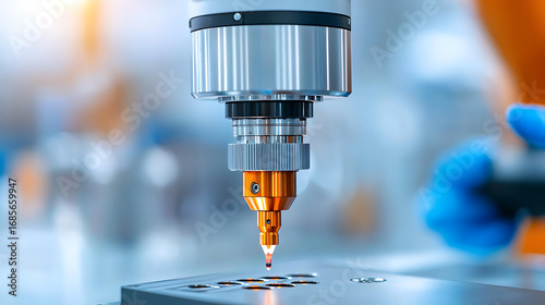 Industrial laser cutting process manufacturing facility technology application precision environment close-up view innovation in industry