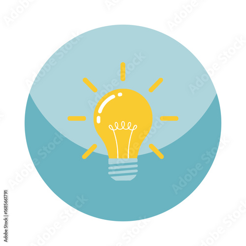 Creative idea light bulb icon shining brightly. Vector illustration of innovation, inspiration, and solution concepts for business or technology