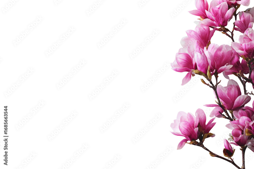 Fototapeta premium Pink magnolia blossoms against a black background