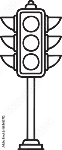 Traffic light Outline vector illustration isolated On Transparent Background