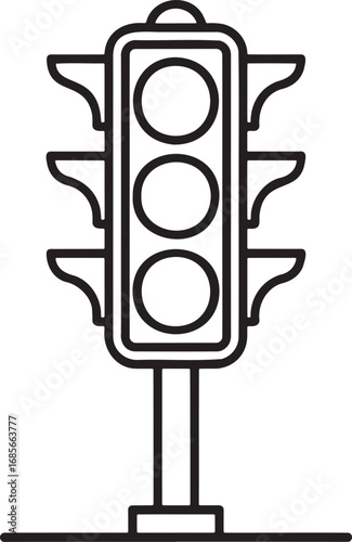 Traffic light Outline vector illustration isolated On Transparent Background