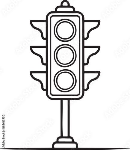 Traffic light Outline vector illustration isolated On Transparent Background