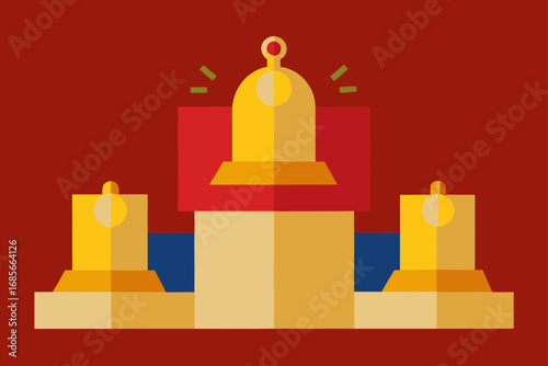 golden bells  jingle bells  celebratory podium  