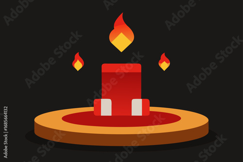 hearth  stockings  glowing embers  round platform 