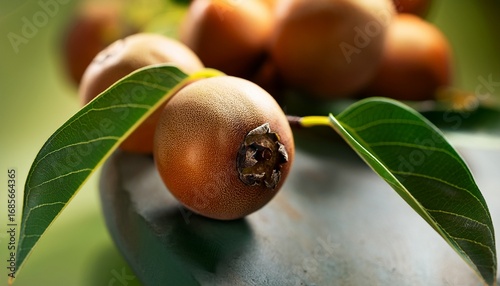close up of bisbul fruit diospyros blancoi known as velvet apple velvet persimmon kamagong or mabolo tree