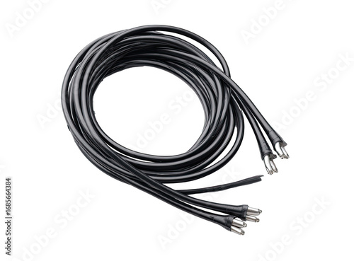 Black coiled cables with connector ends