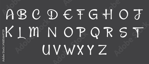 Creative decorative alphabet font set with artistic uppercase letters. Unique handwritten style typography design for posters, logos, and graphic projects. Modern stylish character collection.